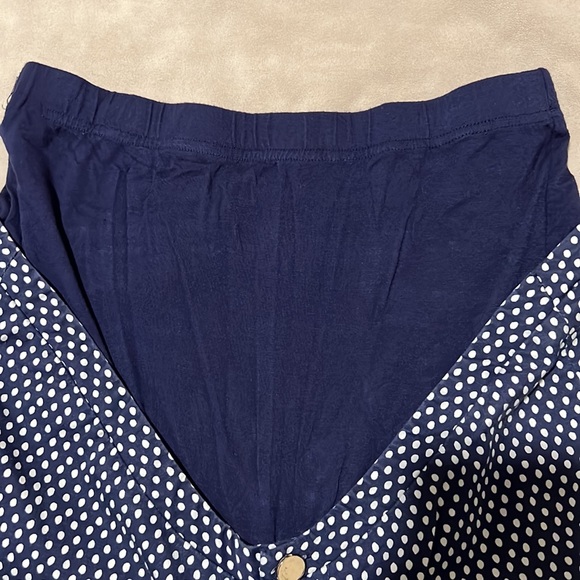 SERAPHINE MATERNITY NAVY OVER BELLY PRINTED POLKA DOT ANKLE PANT SIZE 4 - Picture 5 of 9